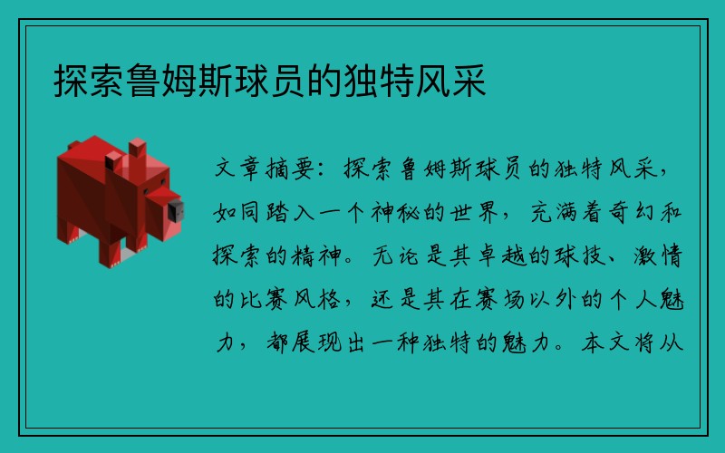 探索鲁姆斯球员的独特风采