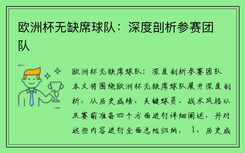 欧洲杯无缺席球队：深度剖析参赛团队