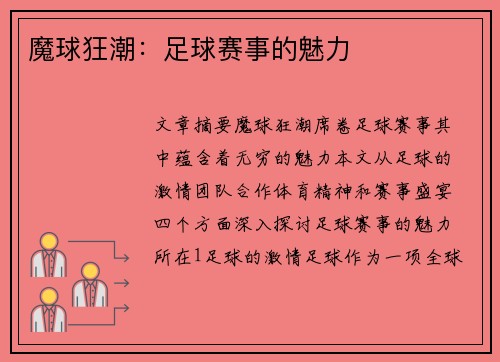 魔球狂潮：足球赛事的魅力
